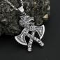 Preview: Vintage Vikings-Halskette mit Doppelaxt-Anhänger, 316L Edelstahl, verblasst nicht, klassische Wolfskopf-Halsketten, nordischer Schmuck